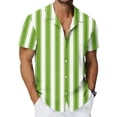 thumbnail image 7 of Mens Vertical Striped Button Down Shirts Cuban Guayabera Camp Collar Short Sleeve Casual Tops, Vintage Old Money Style Summer Soft Lightweight Cardigan Shirt for Resort & Beach Vacation, 7 of 7