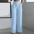 thumbnail image 5 of Npasoilc High Waist Elastic Wide Leg Pants for Women Straight Pleated Casual Trousers with Pockets,Blue, 5 of 9