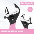 thumbnail image 2 of Llave ajustable WORKPRO de 15 cm, acero Cr-V rosa, métrica y SAE, 2 of 8