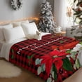 thumbnail image 2 of Throw Blanket Fleece Throw Blanket 40x50in, Merry Christmas Bird Poinsettia Soft Lightweight Bed Blankets Farm Berry Red Black Buffalo Plaid Fuzzy Couch Blankets for All Season, 2 of 8