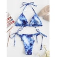 thumbnail image 3 of Alllist Womens Tops Clearance Under $5 Blue Bikini Sexy Wire-Free Graphic Bikini Tops Spring Blouses, 3 of 7