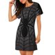 thumbnail image 2 of Balery Black Spider On Web 1 Camisón de manga corta con cuello redondo para mujer, cómodo y elegante., 2 of 6