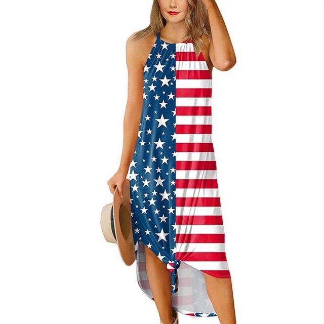 Nouveau Femmes Sans Manches Imprimé Floral Longue Robe Imprimé Plage Irrégulière Grande Robe de Balançoire