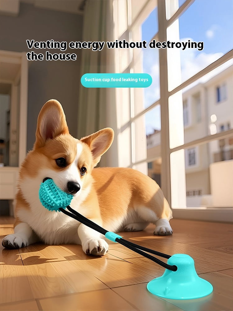 New Durable Dog Chew Toy with Suction Cup - Interactive Ball for Boredom Relief and Energy Outlet