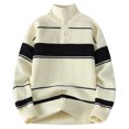thumbnail image 2 of Hinvhai Mens Sweaters Casual Waffle Pullover Sweater Button Crewneck Textured Knit Henley Sweaters White 10(XL), 2 of 9