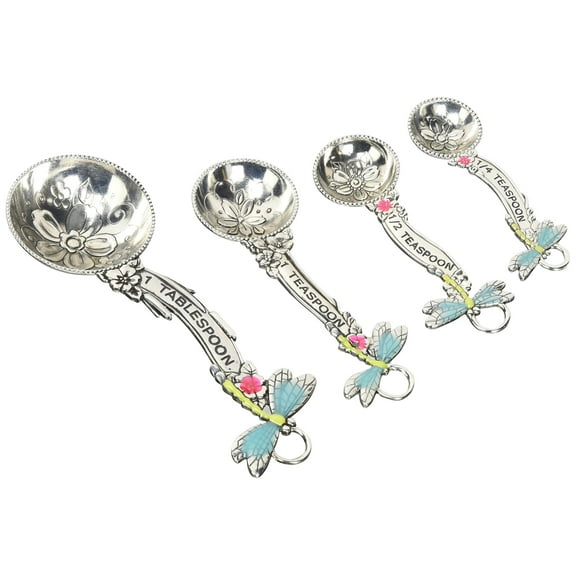 Ganz ER21716 4-Piece Set, Dragonflies Measuring Spoon, One Size, silver