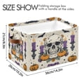thumbnail image 3 of Foldable Storage Basket,Canvas Fabric Foldable Storage Bins with Handles Open Home Storage Bins Boxes for Toy Book Shelf Closet Baskets Skull with Candles and Pumpkins, 3 of 8
