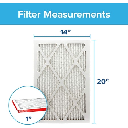 Filtrete 14x20x1 Air Filter, MPR 1000, MERV 11, Micro Allergen Defense 3-Month Pleated 1-Inch Air Filters, 2 Filters