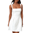 thumbnail image 2 of Womens 2025 Mini Sleeveless Dress Backless Tie Square Neck Short Party Dress Cream White S, 2 of 7