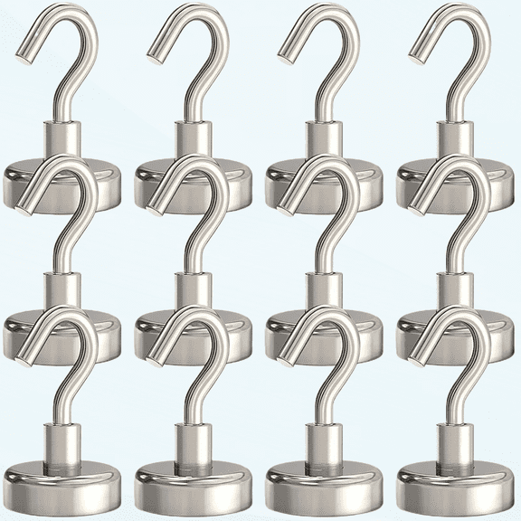 Magnetic Hooks Heavy Duty, 35 lbs Magnets with Hooks for Hanging, Magnet Hooks for Cruise, Grill, Fridge, Kitchen Pack of 12