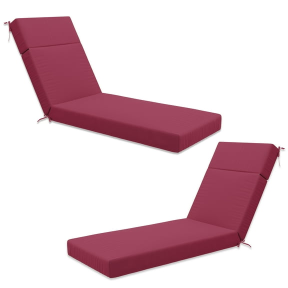 Pakunoda Chaise Lounge Cushions Set of 2, 72" x 21" x 4" Outdoor High-Density Foam Patio Furniture Lounger Replacement Cushions with Zipper Ties Water-Resistant for Pool, Fuchsiared