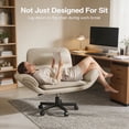 thumbnail image 3 of Patbrela PU Leather Office Chair, Ergonomic Criss Cross Desk Chair with Adjustable Armrests, Swivel Chair Comfy Vanity Chairs, Khaki, 3 of 8