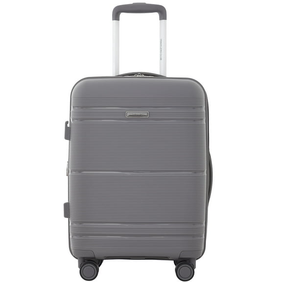 Travelers Club Lucian Collection 22-Inch Expandable Polypropylene Hardside Rolling Carry-on with 8 wheels, Quiet Shade Gray
