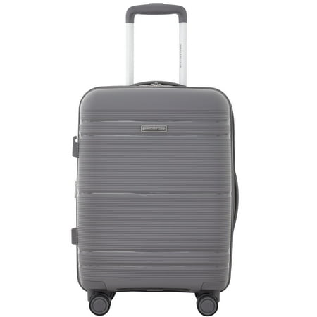 Travelers Club Lucian Collection 22-Inch Expandable Polypropylene Hardside Rolling Carry-on with 8 wheels, Quiet Shade Gray