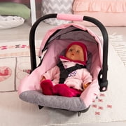 Bayer: Car Seat Easy Go for Neo Vario Pram with Cover, Doll Accessories, Pink, Grey with Butterfly,Grey/pink