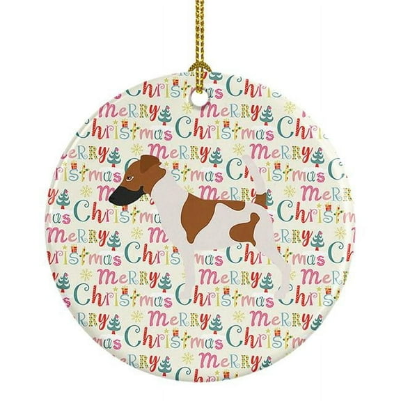 Smooth Fox Terrier Merry Christmas Ceramic Ornament 2.8 in x 2.8 in