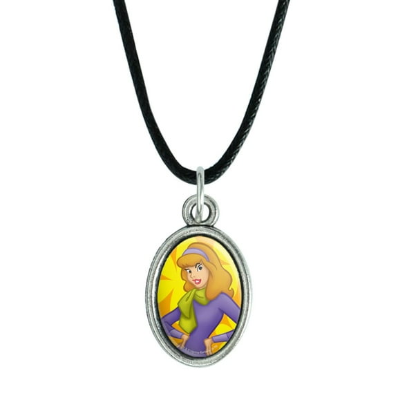 Scooby Doo Daphne Character Antiqued Oval Charm Pendant with Black Satin Cord