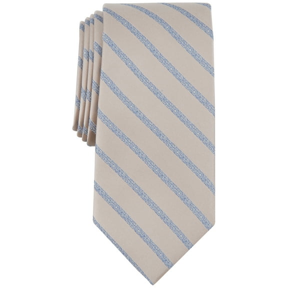 Michael Kors Mens Bahr Stripe Tie Champagne Gold Blue One Size Necktie