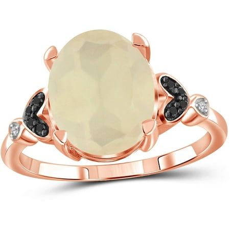 JewelersClub 4-1/4 Carat T.G.W. Moonstone and White Diamond Accent Rose Gold over Silver Ring