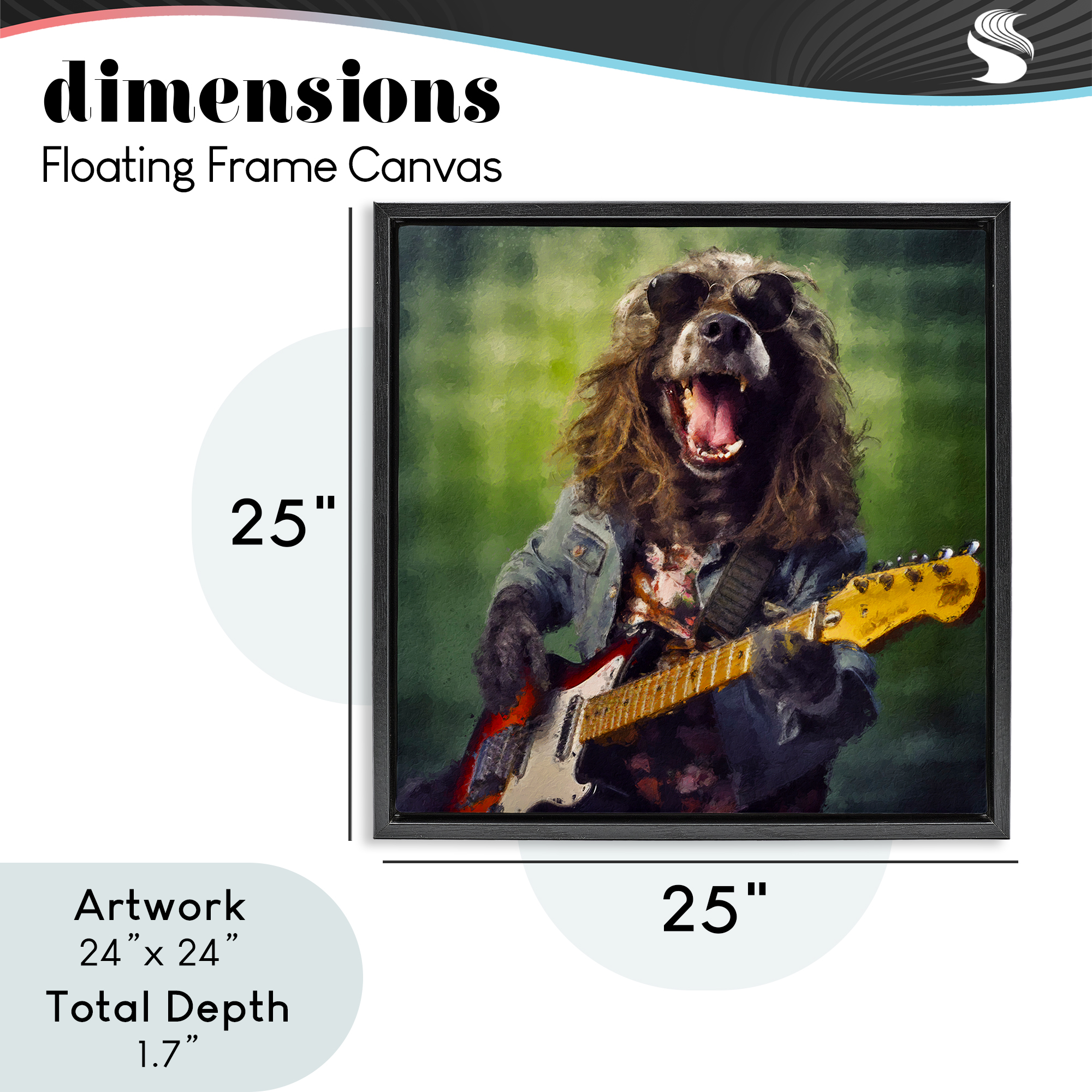 Musician Mutt Halen Black Framed Floater Canvas Wall Art, design by Sean Parnell