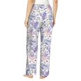 thumbnail image 3 of Uemuo Lavender Flowers Pattern Women's Wide Leg Palazzo Lounge Pants with Pockets Light Weight Loose Comfy Casual Pajama Pants-Medium, 3 of 9