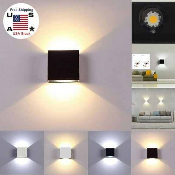 LNGOOR Modern LED Wall Light Up Down Cube Indoor Outdoor Sconce Lighting Lamp for Living Room Bedroom Balcony (Silver Shell, Warm Light)