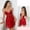 Wine, variant on Sleep Dress Casual Sleepwear Solid Color Deep V Lace Mesh Backless High Slit Sleeveless Nightgown for Women