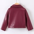 thumbnail image 4 of Usaibhir Girl's Fax PU Leather Jacket Zip Up Long Sleeve Collared Biker Outerwear Lightweight Coat Streetwear 2-8T, 4 of 7