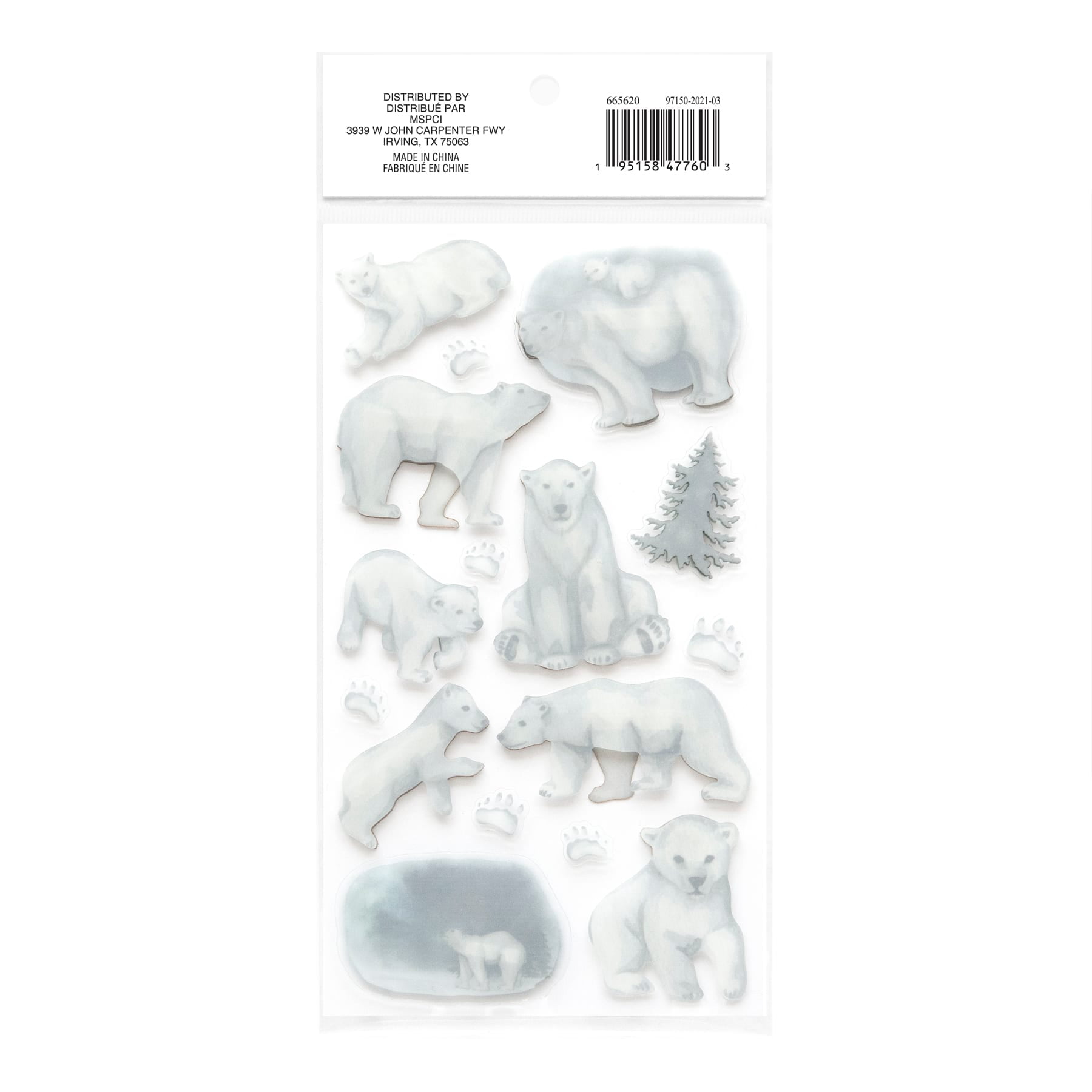 12 Pack: Polar Bear Dimensional Stickers by Recollections™ 