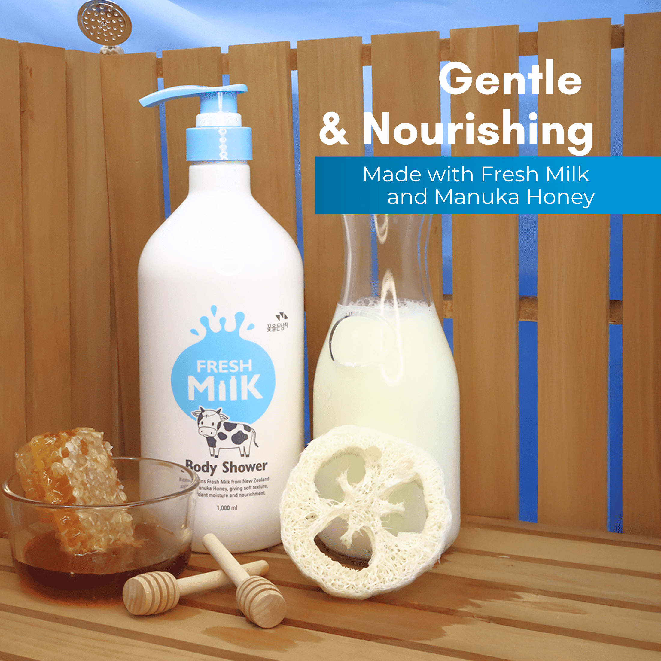 Flor de Man Fresh Milk Body Wash with Milk Protein, Coconut Oil & Manuka Honey – Nourishing, Moisturizing Daily Cleanser for All Ages