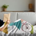 thumbnail image 3 of Bicycle Soft Flannel Fleece Blanket, Young Woman on Bike with Basket of Tulip Flowers Riding in the Spring Countryside, Cozy Plush for Indoor and Outdoor Use, 50" x 70", Multicolor, by Ambesonne, 3 of 5