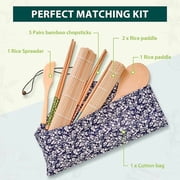 Soeos Beginner Sushi Making Kit, 10 Piece Bamboo Sushi Kit with 2 Bamboo Rolling Mats, 5 Pairs Chopsticks, Paddle, and Spreader