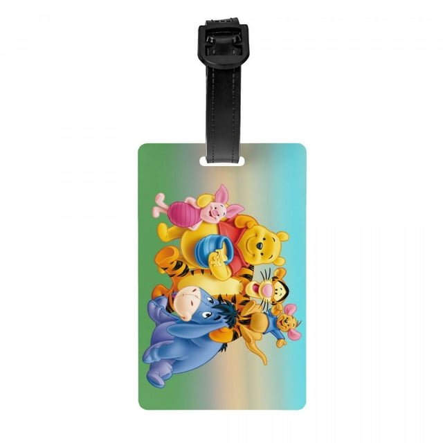 Custom Winnie The Pooh Luggage Tags for Suitcases Cute Cartoon Bear Baggage Tags Privacy Cover ID Label