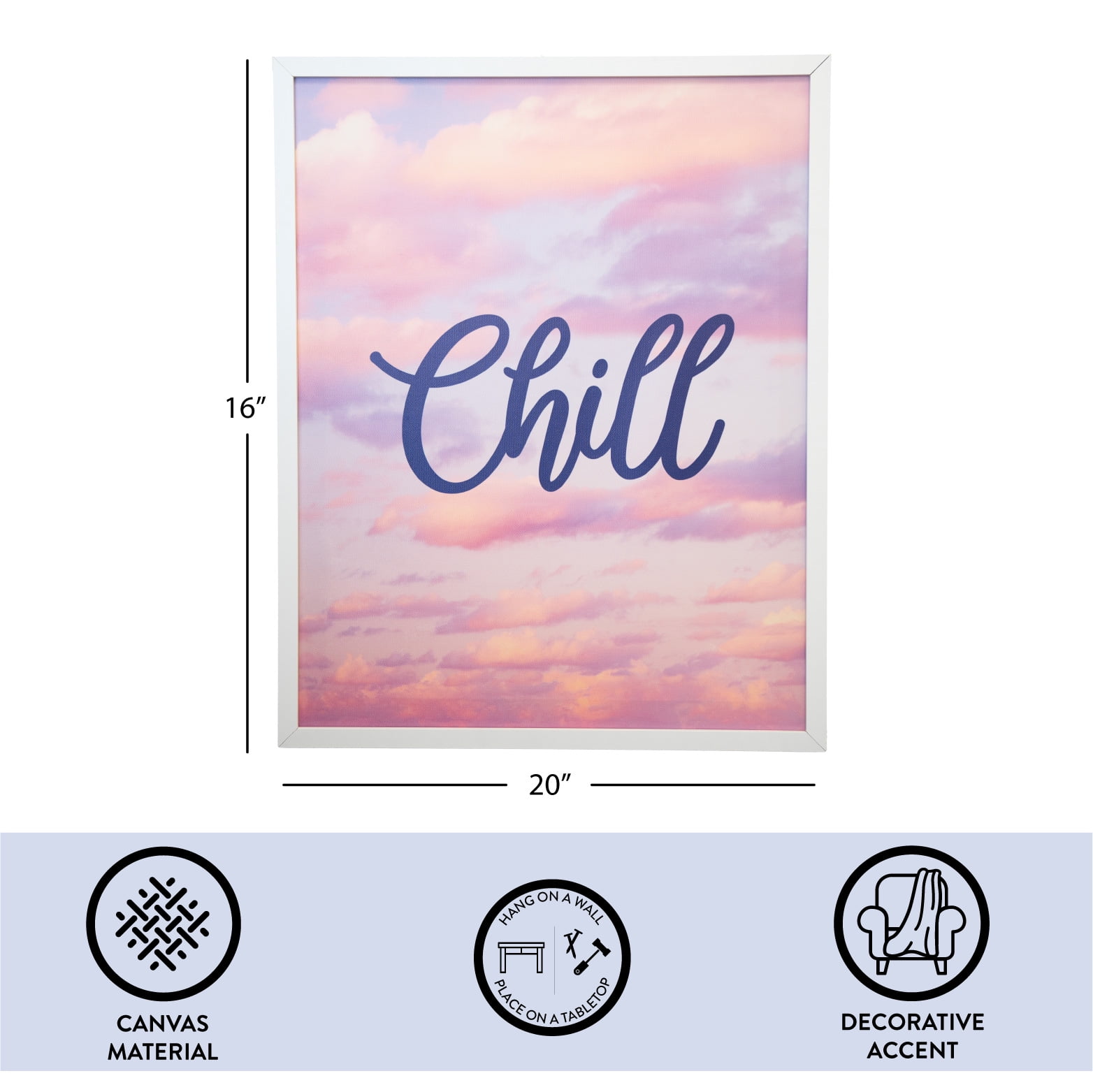 Urban Shop Chill Canvas Wall Art, 20" H x 16" W
