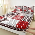 thumbnail image 3 of jejeloiu Dirt Bike Bed Sheets,Outdoor Extreme Sport King Sheets,Red Geometric Checkered Sheet Set Teens,Ultra Soft Home Decor,4-Piece, 3 of 7
