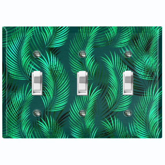 Metal Light Switch Plate Cover Jungle Tropical Leaves Green Palm JGL001