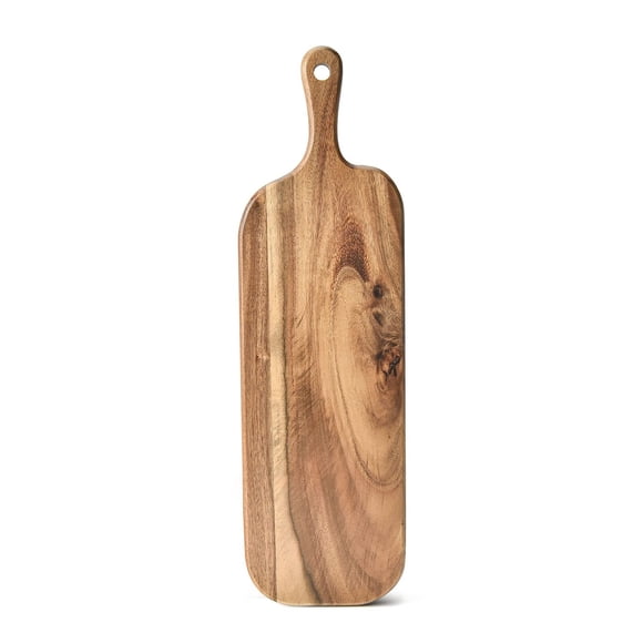 Bill.F Acacia Wood Cutting Board with Handle Small Size Long Wooden Charcuterie Board Paddle Cheese Board Serving Boards for Kitchen Meat, Pizza,Chee