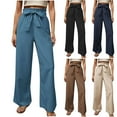 thumbnail image 7 of Lovskoo 2024 Wide Leg Pants Woman Solid Color Trendy Bow Tie Front Elastic Waist Dawstring Long Pants Black L, 7 of 7