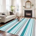 thumbnail image 2 of Non-Slip Rug Pad Rugs Turquoise Gray Striped Rectangle Area Rugs 5x7Ft Soft Carpet Pads for Living Room Kids Room, Geometric Horizontal Stripes, 2 of 9
