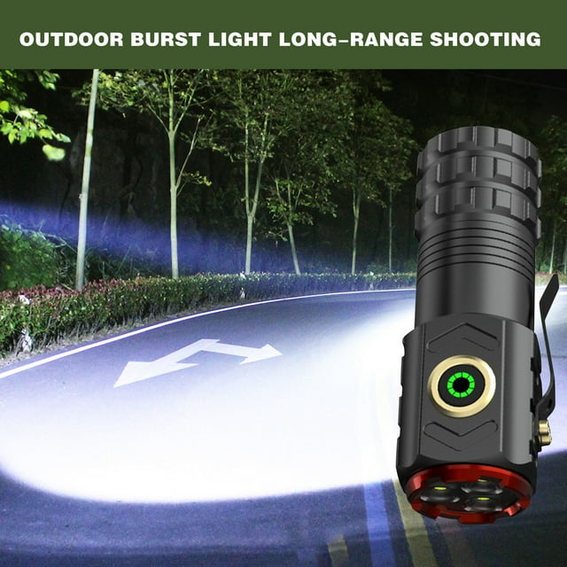 Dvkptbk Flashlight Rechargeable LED Flashlight with High Lumen, 18500 Lithium Battery Super Bright, Scalable and Flashlight, Powerful Handheld Flashlight Suitable Camping Essentials