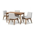 thumbnail image 2 of Baxton Studio Nexus Mid-Century Modern Greyish Beige Fabric Upholstered and Walnut Brown Finished Wood 5-Piece Dining, 2 of 7