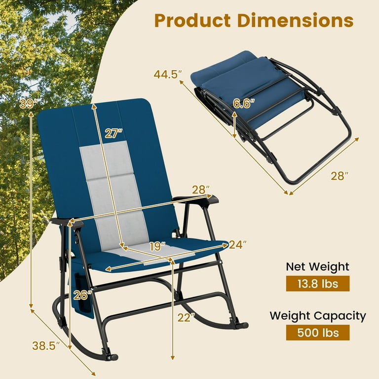 Gymax Set of 2 Outdoor Lawn Porch Rockers, Padded Folding Deck