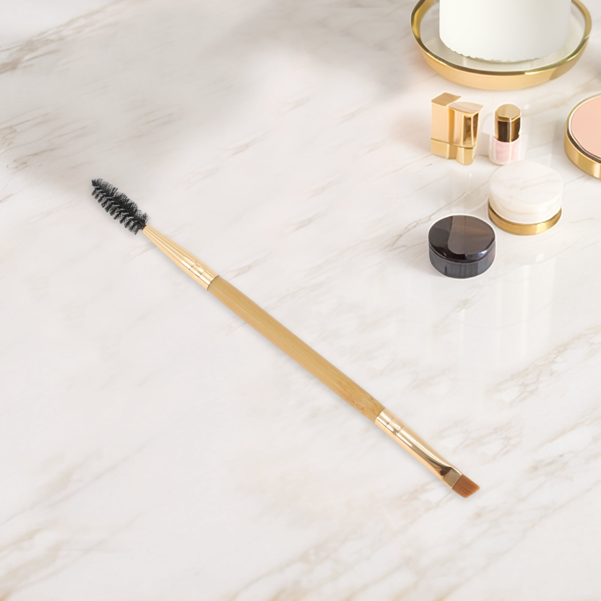 Unique Bargains 1 Pc Convenient Soft Nylon Bristles Eyelash Brush for Vacation Brown