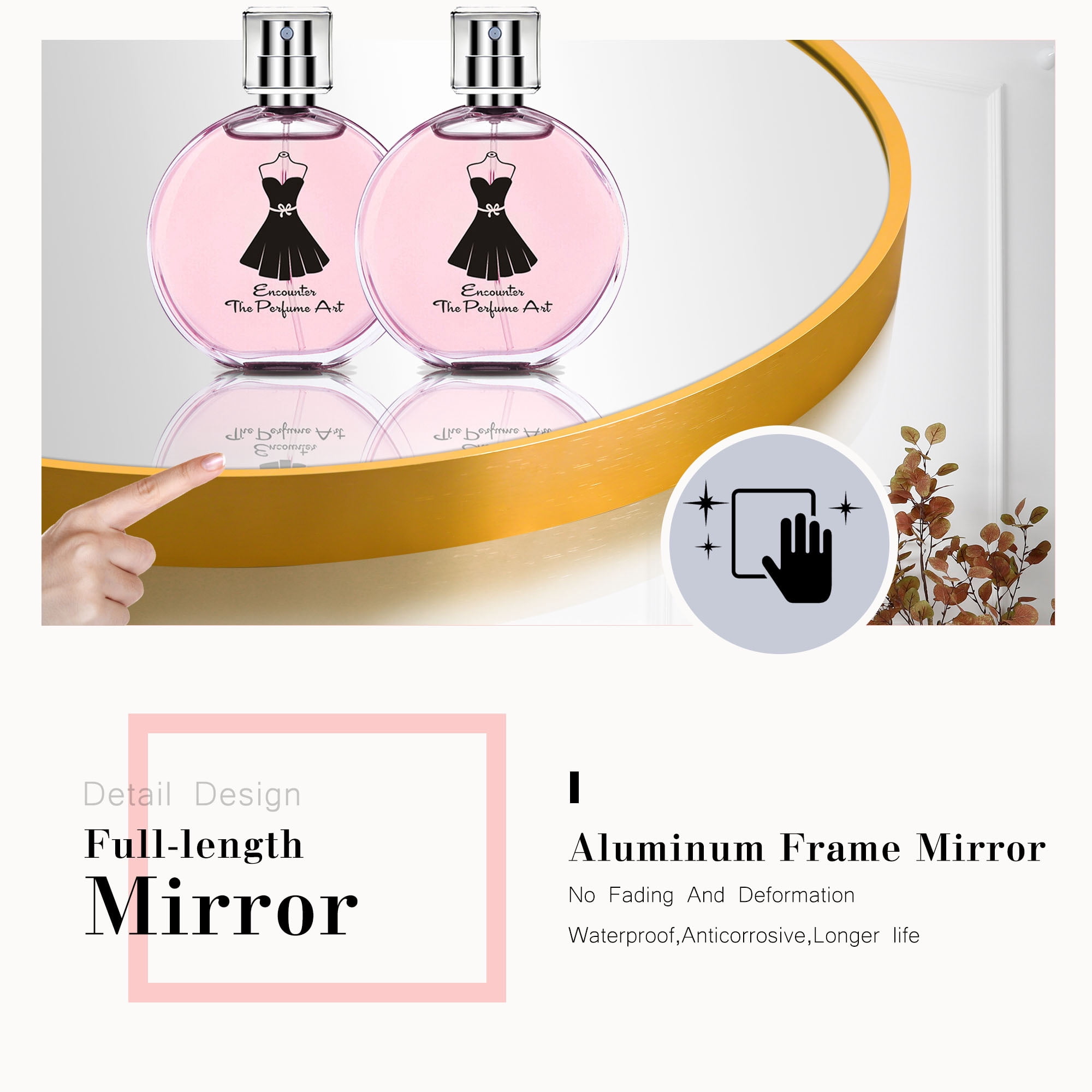 71"x31" Aluminum Alloy Arch Full Length Floor Mirror, Gold