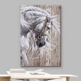 thumbnail image 3 of wall26 Canvas Print Wall Art Vintage Wood Panel Flowing Hair Horse Nature Animals Digital Art Realism Decorative Farmhouse Zen Rustic Multicolor Wildlife for Living Room, Bedroom, Office - 24"x3, 3 of 5