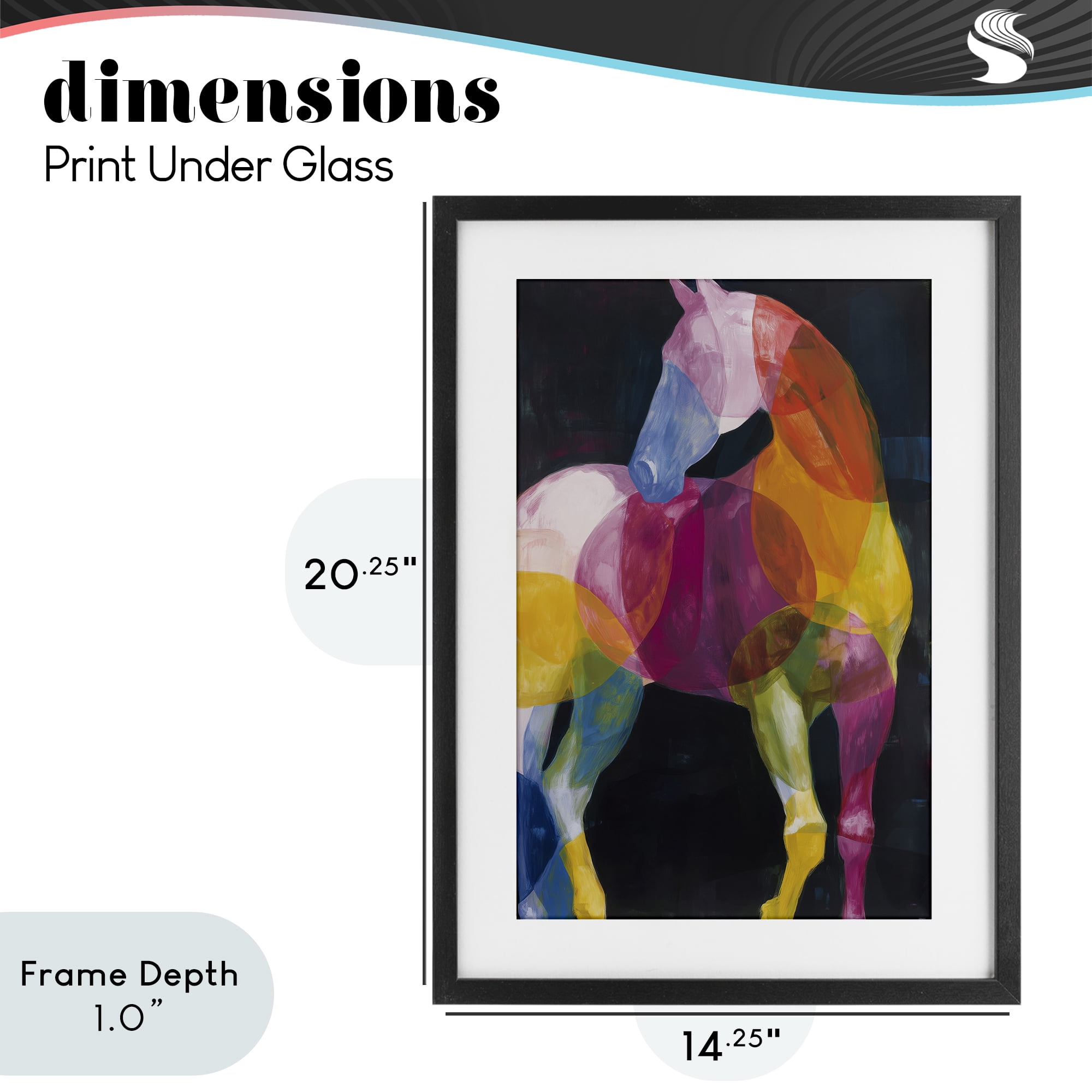 Stupell Industries Prism Horse Abstraction Black Framed Print Under Glass, design by Chromatic Storm Studio