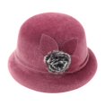 thumbnail image 2 of Eoperou Women Winter Hat Elegant Solid Color Windproof Flower Embellished Ultra-Thick Keep Warm Comfortable Autumn Winter Imitation Fur Hat Basin Caps for Lady, 2 of 8