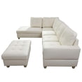 thumbnail image 4 of Momspeace Living Room Sectional Couch with Storage Ottoman, Modern PU Leather L-Shaped Sofa Couch Set - White, 4 of 7