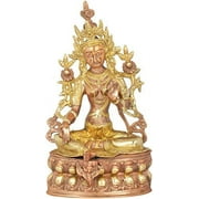 Exotic India Tibetan Buddhist Goddess Green Tara - Brass Statue