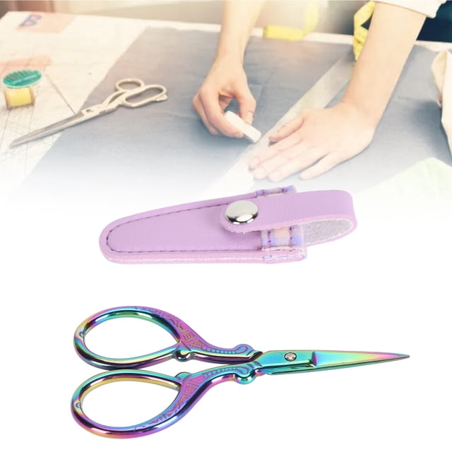 Stainless Steel Embroidery Scissors Set - Ergonomic Design Craft Scissors with Leather Cover, Crafting Tool for Sewing and Knitting